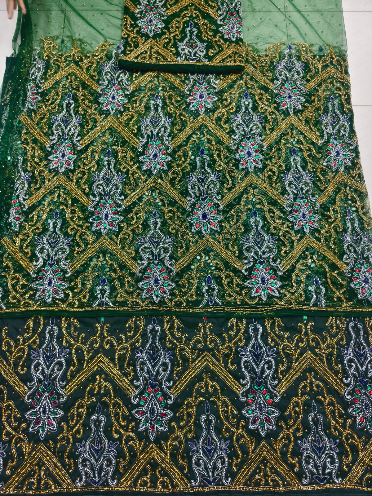 Heavily Beaded Designer George Wrapper Set